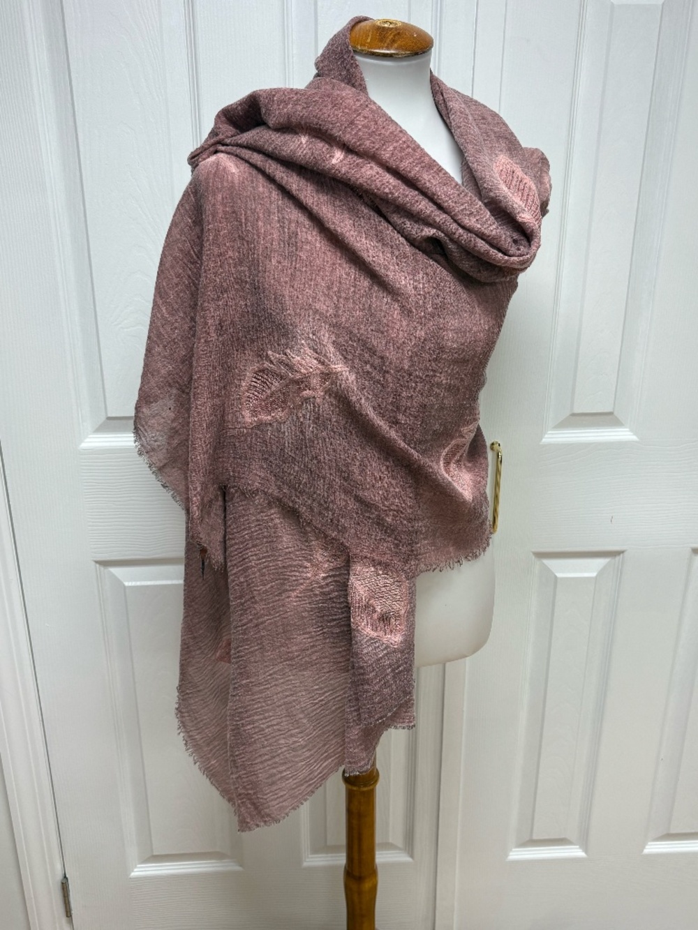 Dusty Rose Crinckle Textured Fashion Scarf - 37" x 75" - In Bag.